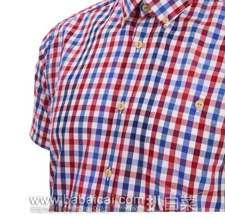 Barbour Men's James Tattersall Short Sleeve Shirt巴伯尔男士纯棉短袖衬衫 COGGLES官网:Barbour 巴伯尔 男士纯棉格子短袖衬衫 现售价£59.95,额外7折后£41.97
