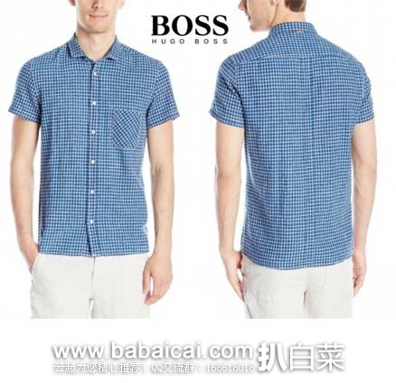 HUGO BOSS 雨果博斯 橙标 男士 亚麻混纺格子条纹衬衫 HUGO BOSS 雨果博斯 橙标 男士 亚麻混纺格子条纹衬衫 现售价降至.45