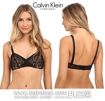 6PM：Calvin Klein Underwear Evocative 女士 蕾丝镂空性感文胸 原价$58，现售价$29.99
