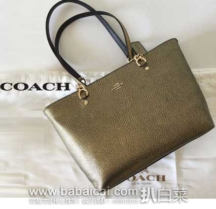6PM：COACH 蔻驰 女士 Metallic Small Sophia女士真皮托特包 原价$260，现新降好价$134.99