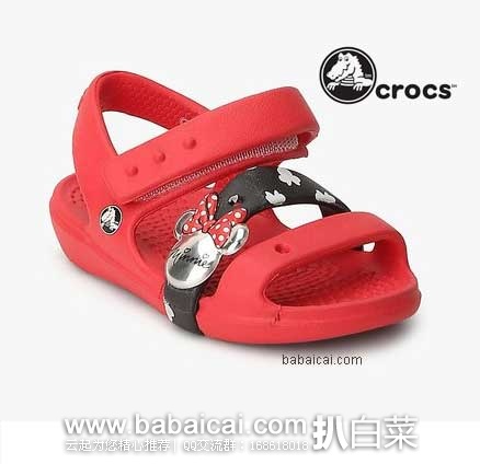 Crocs Kids Keeley Sandal Minnie (Toddler/Little Kid)卡洛驰童款米妮凉鞋 6PM: Crocs 卡洛驰 Keeley Sandal Minnie童款 米妮 魔术贴凉鞋 原价,现抢购价.99