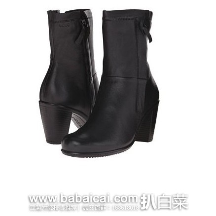 6PM:ECCO 爱步Touch 75 女士真皮拉链短靴 原价0,现4折特价,到手约¥660,国内¥2399以上