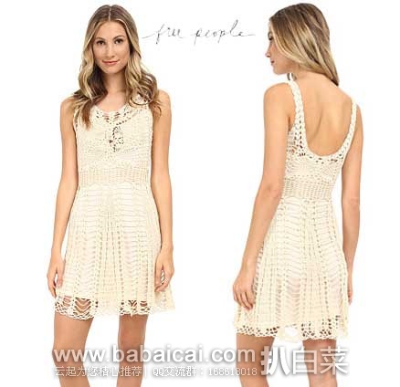 Free People Macrame Mini Dress 女士连衣裙 6PM:Free People 女士 蕾丝镂空 连衣裙 原价8,现2.9折售价.99