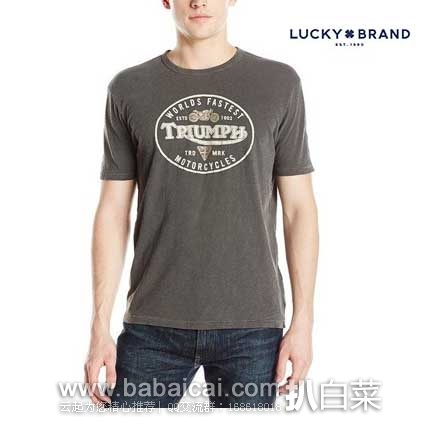 Lucky Brand Men's Triumph Graphic T-Shirt 幸运牌男子印花T恤 Lucky Brand Triumph 幸运牌 男子 圆领印花休闲T恤 原价.5,现3.1折特价.36