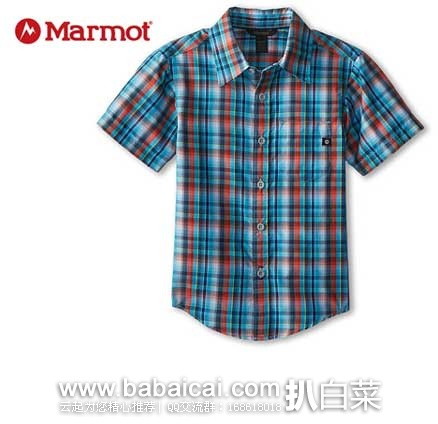 Marmot Kids Waldron S/S Top (Little Kids/Big Kids)土拨鼠小男童衬衫 6PM:Marmot 土拨鼠 Waldron 小男童款 条纹衬衫 原价,现特价.99