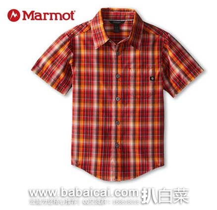 Marmot Kids Waldron S/S Top (Little Kids/Big Kids)土拨鼠小男童衬衫 6PM:Marmot 土拨鼠 Waldron 小男童款 条纹衬衫 原价,现特价.99