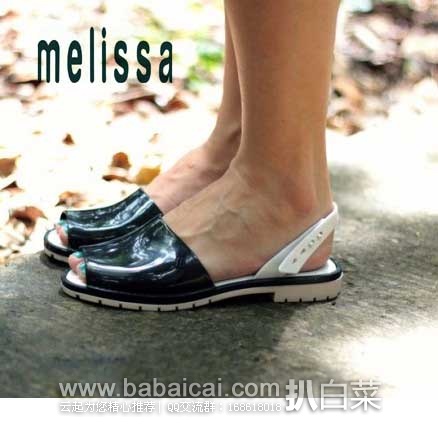 6PM：Melissa 梅丽莎 女士 宽绑带造型 平底凉鞋  原价$85，现售价$39.99