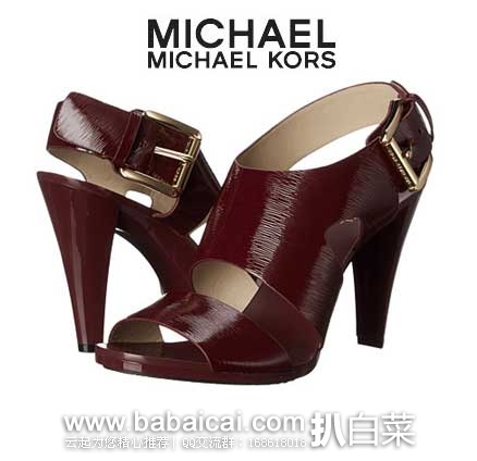 6PM:MICHAEL Michael Kors Carla Sandal 女士真皮高跟凉鞋 (原价0,现售价.99),公码9折后实付.99