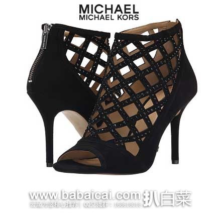 MICHAEL Michael Kors Yvonne Open Toe Bootie 女士麂皮镂空高跟鞋 6PM:MICHAEL Michael Kors Yvonne Open Toe Bootie 女士 麂皮镂空高跟鞋 原价5,现4折售价