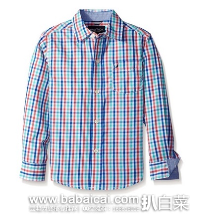 Nautica 长袖格纹衬衫 儿童款 原价$40，现历史新低$8.79，直邮无税，到手约￥73