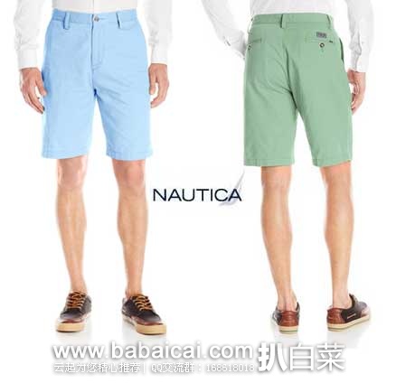 Nautica Men's Anchor Flat Front Shorts诺帝卡男子休闲短裤 Nautica 诺帝卡 Anchor Flat 男子 纯棉休闲短裤 原价,现特价.76