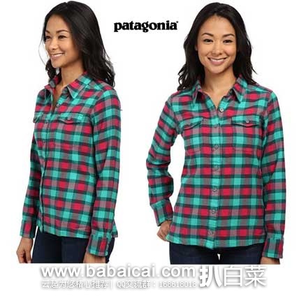 Patagonia Long Sleeve Fjord Flannel Shirt巴塔哥尼亚女士有机棉格子纹衬衫 6PM:Patagonia 巴塔哥尼亚 女士 100%有机棉 格子纹衬衫 原价,现4折售价.99