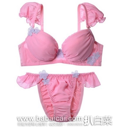 日本亚马逊：PEACH JOHN 蜜桃派 YM 可爱性感花朵 内衣套装 特价3218日元（￥200），三色可选