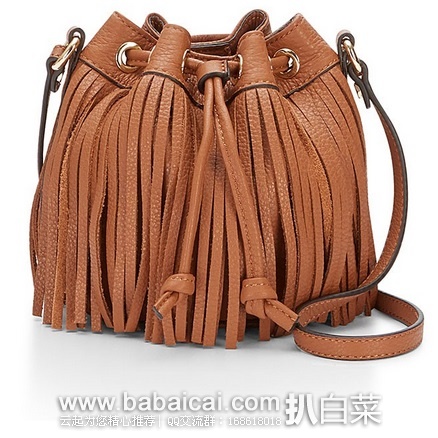 Rebecca Minkoff 官网:瑞贝卡明可弗 micro 全真皮流苏水桶包 原价5,现仅,公码75折新低.25,到手¥455,两色可选!