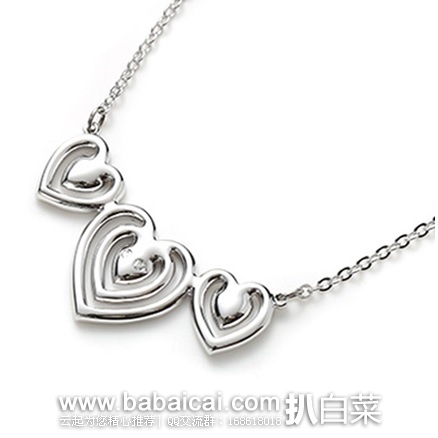 Swarovski施华洛世奇官网:年中低至5折大促!2016年新款 镀白金三颗心透明水晶项链 原价5,现5折.5,到手¥420,国内¥1420