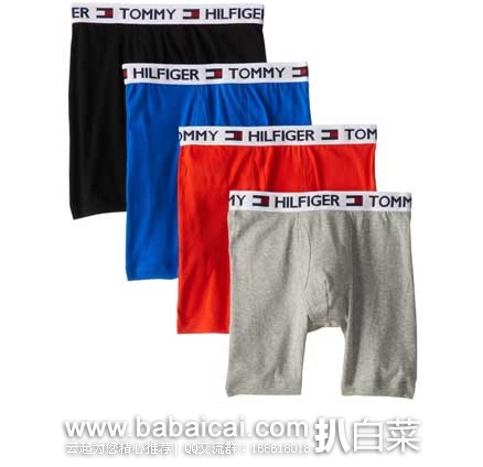 Tommy Hilfiger Men's 4-Pack Basic Boxer Brief 汤米希尔费格 经典四角boxer内裤 TOMMY HILFIGER 汤米希尔费格 男士 纯棉经典四角内裤 原价.5,现4.7折售价.99