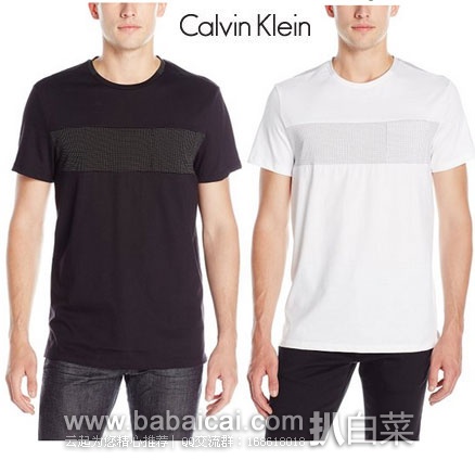 Calvin Klein Color Block 男款 纯棉 简约灰白配色款 T恤  现售价降至$18