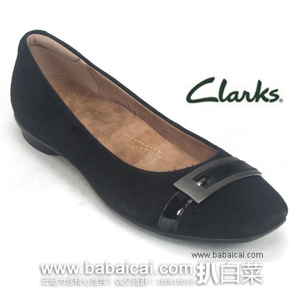 Clarks 其乐 女士 翻毛皮拼接 真皮平底鞋 现特价.98