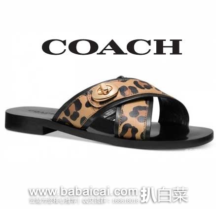 COACH 蔻驰 Coral 女士 真皮 豹纹款平底凉拖 6PM:COACH 蔻驰 Coral 女士 真皮 豹纹款平底凉拖 原价5,现售价新低.99