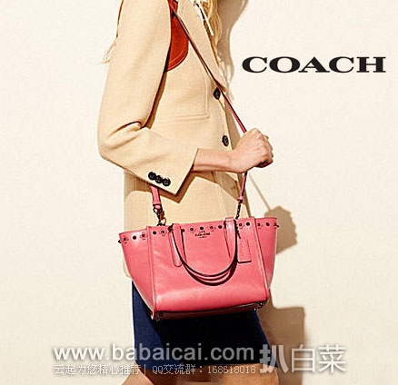 6PM:COACH Floral Rivets Detail Mini Crosby 蔻驰 女士 真皮手提包 原价0,现5折4.99