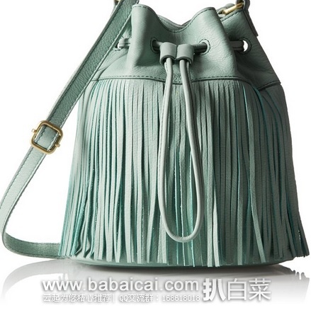 FOSSIL 化石 Jules Fringe 女士真皮流苏水桶包 原价$148,现$54.99