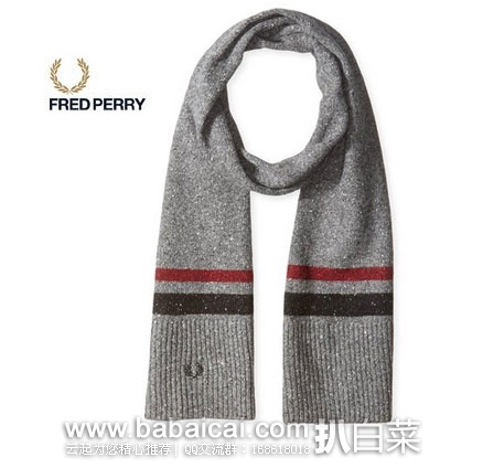 Fred Perry Tipped 弗莱德.派瑞 男款 羊毛围巾 原价$75，现$21.76