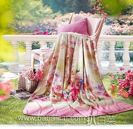 LOVO罗莱家纺官网：LOVO 生若夏花 珊瑚绒毯180*200cm  原价￥298，现限时特价￥69.9包邮