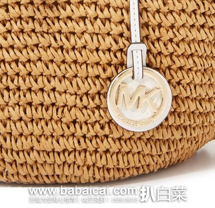 Michael Kors 女士 真皮拼接草编托特包