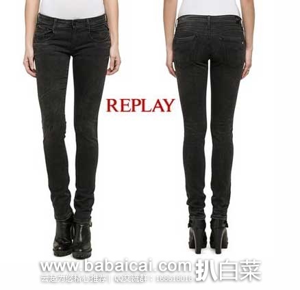 REPLAY 女士紧身低腰 弹性牛仔裤 法国亚马逊:REPLAY 女士紧身低腰 弹性牛仔裤 现降至€47.95,直邮退税后实付新低€39.96