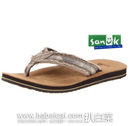 Sanuk 男士 帆布夹趾款人字拖 现售价降至.97