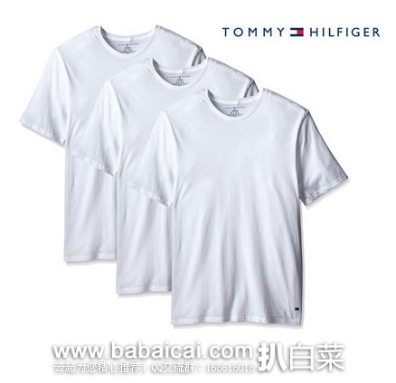 TOMMY HILFIGER 汤米希尔费格 男士 圆领纯棉打底T恤 3件套  原价$39.5，现$19.66