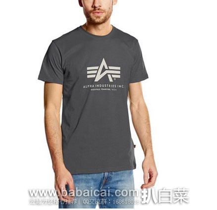 Alpha Industries 阿尔法 男士 纯棉T恤 英国亚马逊:Alpha Industries 阿尔法 男士 圆领纯棉T恤 现M码售价£9.1,直邮退税后实付£7.58
