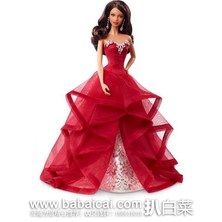 亚马逊海外购：Barbie 芭比娃娃 2015假日收藏款 红礼服美非混血 降至￥108.58，凑单直邮免税，到手仅￥121