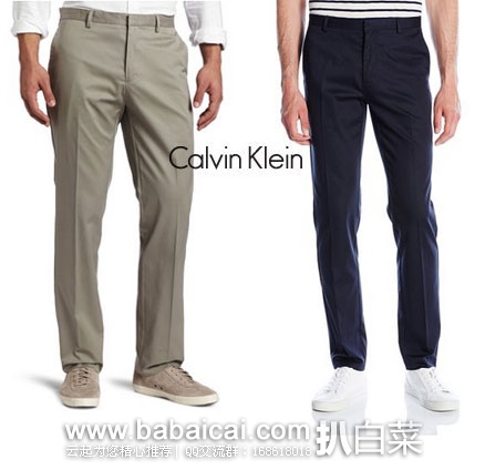 Calvin Klein Refined Twill 男修身款休闲西裤 原价$58，现$26.8，直邮含税到手约￥238
