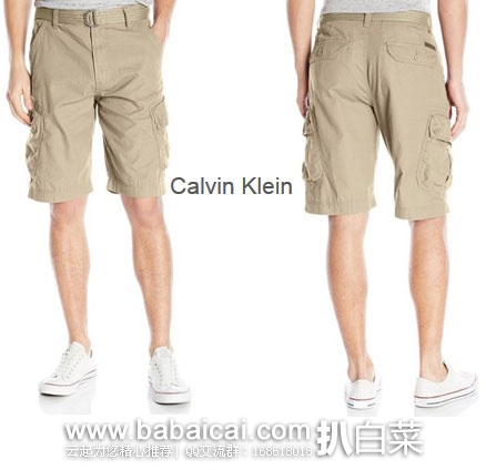 Calvin Klein Jeans 男士工装休闲短裤 附赠腰带  原价$69.5，特价$23.63