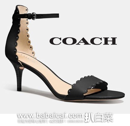 6PM:COACH 蔻驰 女士 真皮高跟凉鞋 原价$195,现降至$74.99