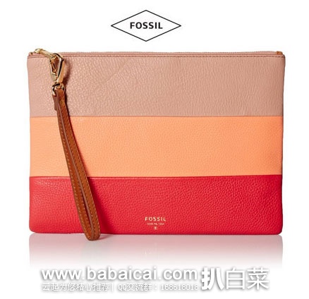 Fossil Large Wristlet 化石 女士 大号 真皮拉链手拿包 原价$70，现降至$28.79