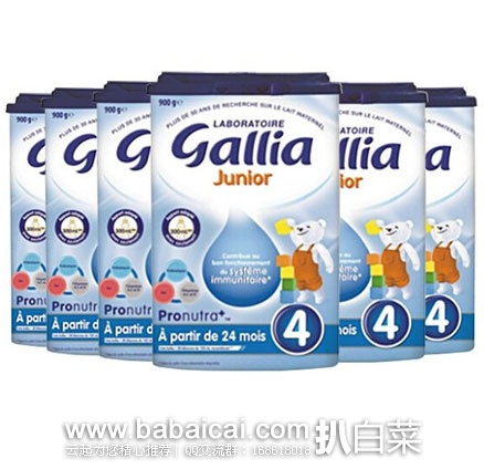 法国第一奶粉：【包邮+税金补贴】Gallia 佳丽雅4段 成长奶粉 2岁以上 900g *6罐装 好价€126.9