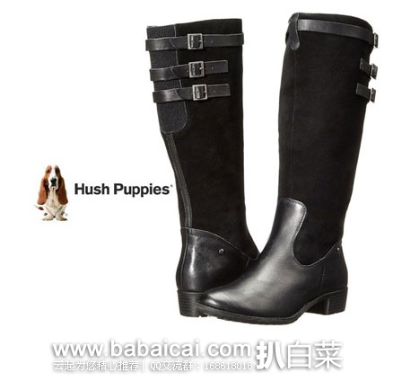 6PM：Hush Puppies 暇步士 女士真皮拼接长靴 原价$199，现3折$59.7