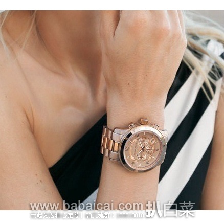 英国亚马逊:MICHAEL KORS 女士玫瑰金三眼计时腕表 原价£263,现£99.42,直邮退税实付£82.48,直邮含税到手仅¥995