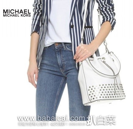 MICHAEL Michael Kors女士 真皮大号铆钉水桶包 6PM:MICHAEL Michael Kors 女士 真皮大号铆钉水桶包 原价8,现降至5折4.99