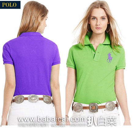 Ralph Lauren拉夫劳伦：女款 大马标 纯棉修身小翻领Polo 衫 原价$99，公码8折后实付$31.99