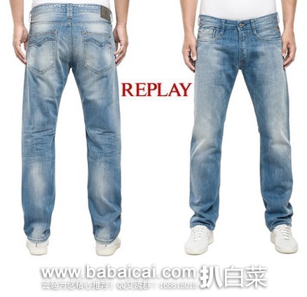 西班牙亚马逊：REPLAY 男士 全棉直筒牛仔裤  现降至€52.67，直邮自动退税后实付€43.53