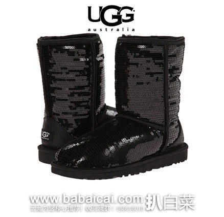 6PM:UGG Classic 女士 亮片雪地靴 原价0,现特价.99