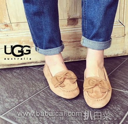 6PM:UGG Lilliana 女士 麂皮蝴蝶结 乐福鞋(原价0,现4.5折.99),公码9折后实付.99