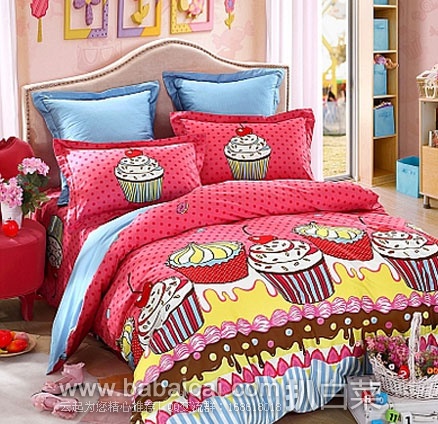 LOVO罗莱家纺官网：LOVO 儿童-蛋糕奇遇记 全棉斜纹印花四件套 （1.5米床） ￥199包邮