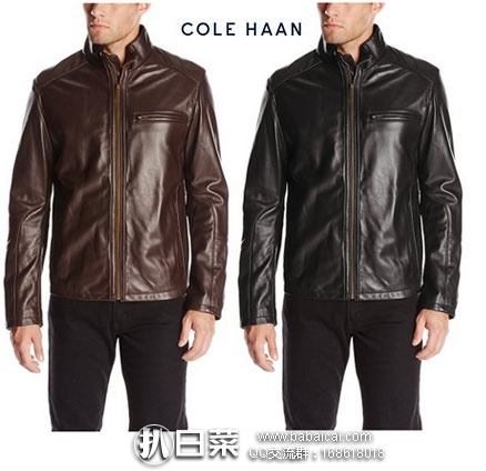 Cole Haan 可汗 男士 100%小羔羊皮机车款 真皮夹克 原价$695， 现历史新低$168.98，到手￥1260