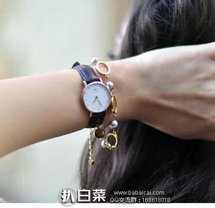 英国亚马逊:Daniel Wellington 丹尼尔惠灵顿 0900DW 女士 真皮表带施华洛世奇水晶腕表 现£55.44,直邮退税实付£46.2,直邮到手¥493
