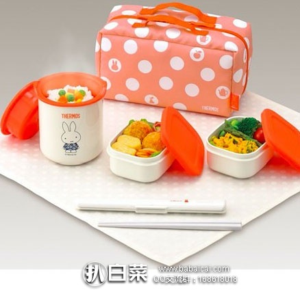 日本亚马逊：THERMOS 膳魔师 米菲兔便当盒 DBQ-251B R  特价2131日元（约￥140元）