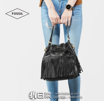 Fossil 化石 女士 真皮 大号流苏水桶包 Fossil 化石 女士 真皮 大号流苏水桶包 原价8,现降至.19